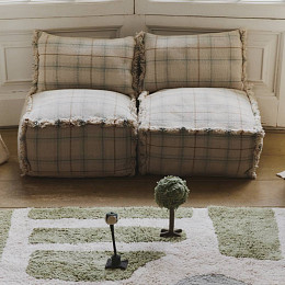 Подушка-пуф Лорена Каналс (Lorena Canals) "Этнос", серо-голубой, 45 х 45 х 45 см